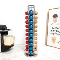 40 шт. держатель для капсул Nespresso, подставка, стойка для демонстрации кофейных капсул, черные металлические держатели, вращающиеся стойки, высокое качество розового золота